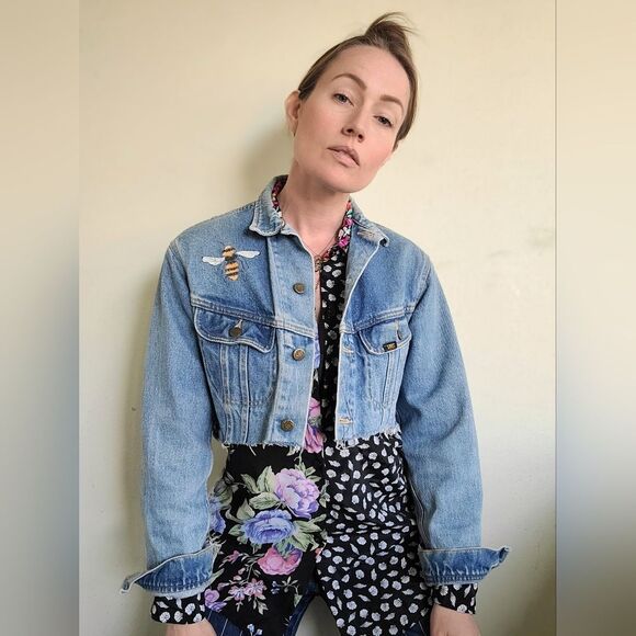 Sawed Off Vintage 70s LEE Riders Denim Jacket M - Picture 5 of 9